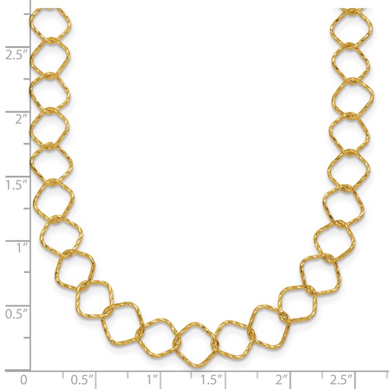 Herco 14K Polished Diamond Cut Geometric Link 24 Inch Necklace