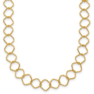 Herco 14K Polished Diamond Cut Geometric Link 24 Inch Necklace