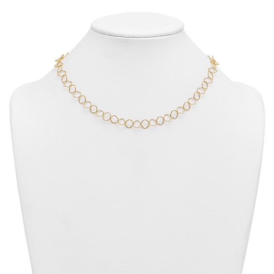 Herco 14K Polished Diamond Cut Geometric Link 18 Inch Necklace