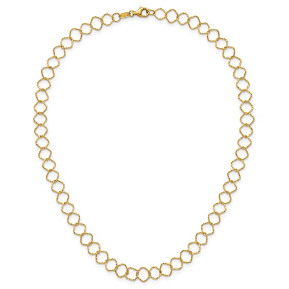 Herco 14K Polished Diamond Cut Geometric Link 18 Inch Necklace