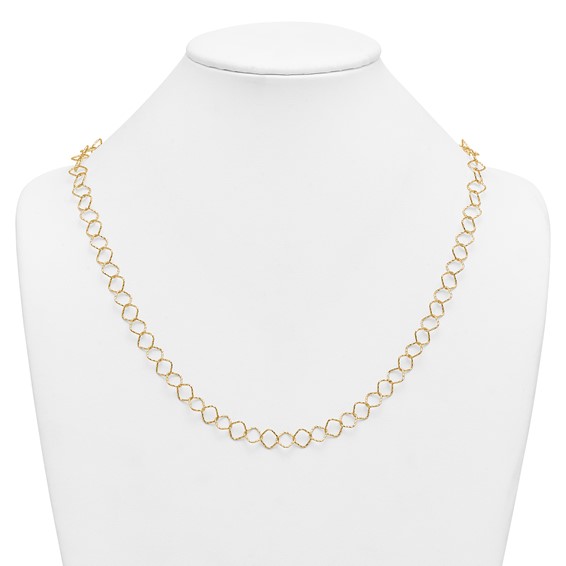 Herco 14K Polished Diamond Cut Geometric Link 24 Inch Necklace