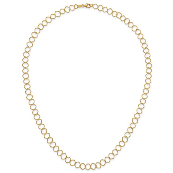 Herco 14K Polished Diamond Cut Geometric Link 24 Inch Necklace