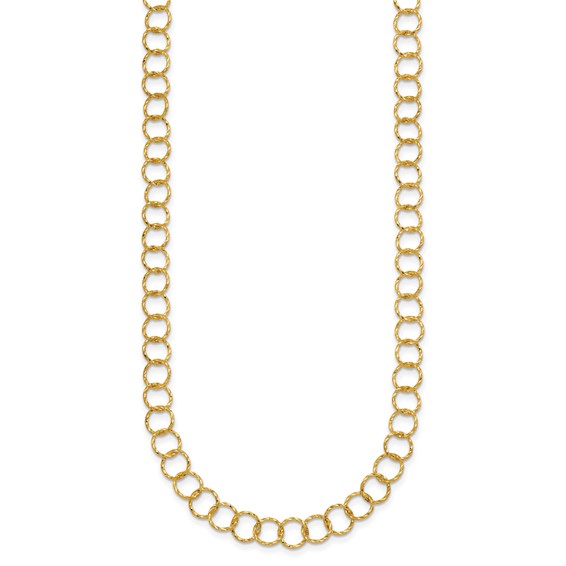 Herco 14K Polished Diamond Cut Circle Link 24 Inch Necklace