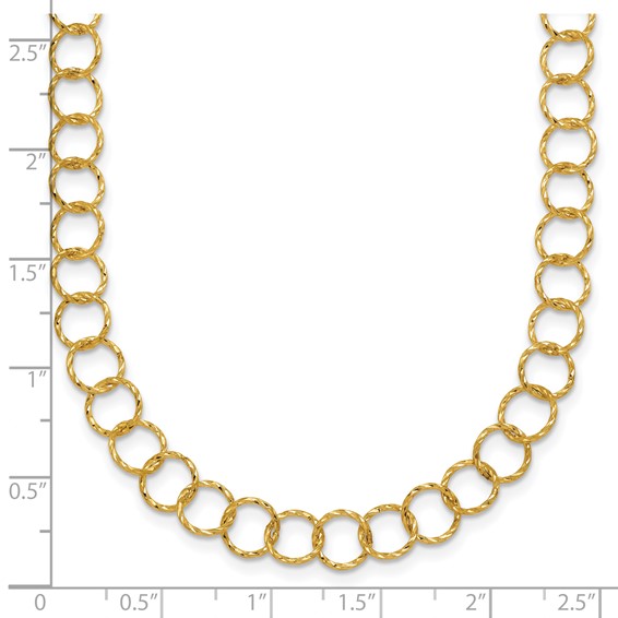 Herco 14K Polished Diamond Cut Circle Link 24 Inch Necklace