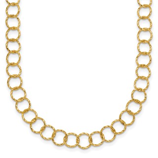 Herco 14K Polished Diamond Cut Circle Link 24 Inch Necklace