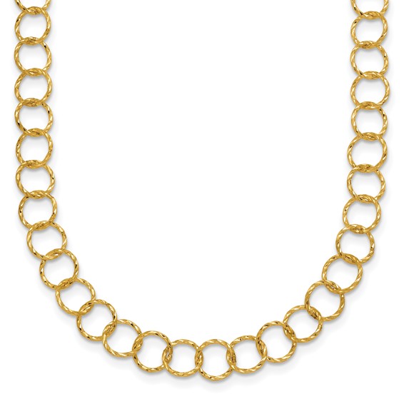Herco 14K Polished Diamond Cut Circle Link 24 Inch Necklace