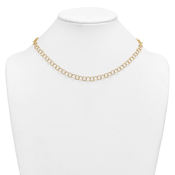 Herco 14K Polished Diamond Cut Circle Link 18 Inch Necklace