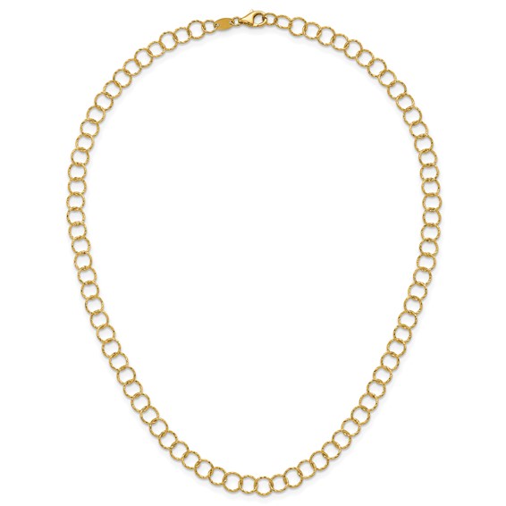 Herco 14K Polished Diamond Cut Circle Link 18 Inch Necklace