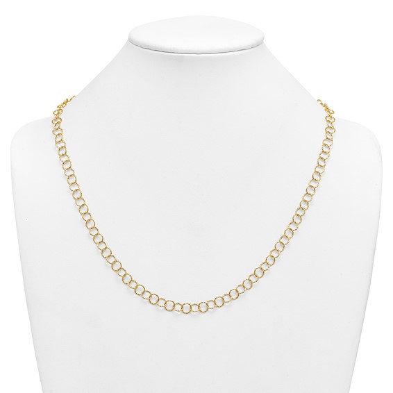 Herco 14K Polished Diamond Cut Circle Link 24 Inch Necklace