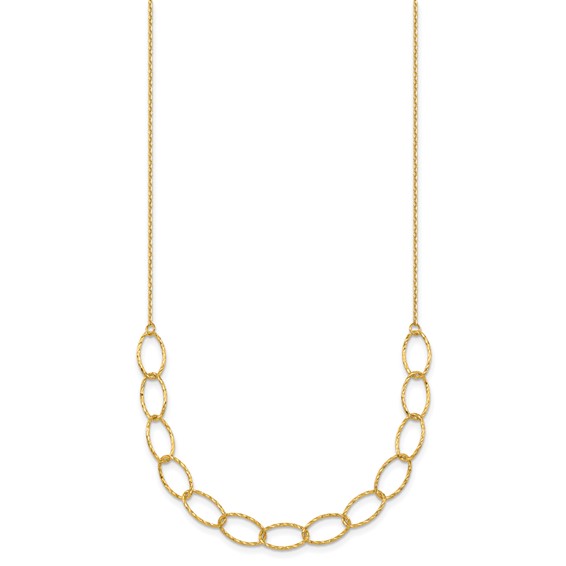 Herco 14K Polished Diamond Cut Oval Link 18 Inch Necklace