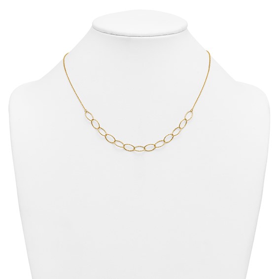 Herco 14K Polished Diamond Cut Oval Link 18 Inch Necklace