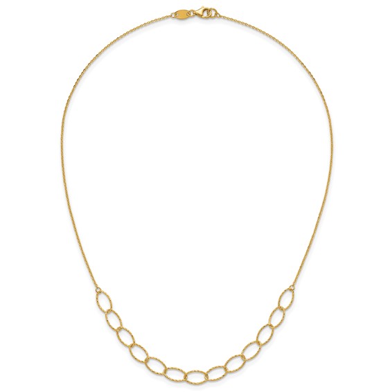 Herco 14K Polished Diamond Cut Oval Link 18 Inch Necklace