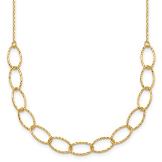 Herco 14K Polished Diamond Cut Oval Link 18 Inch Necklace