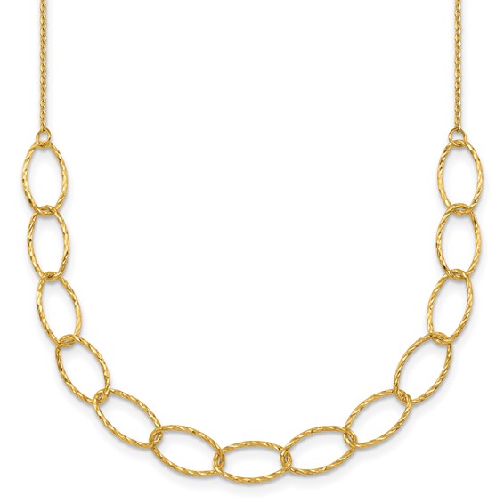 Herco 14K Polished Diamond Cut Oval Link 18 Inch Necklace