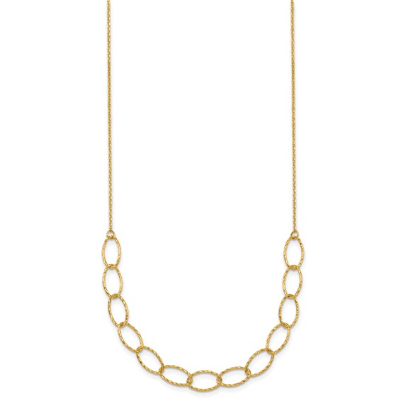 Herco 14K Polished Diamond Cut Oval Link 24 Inch Necklace
