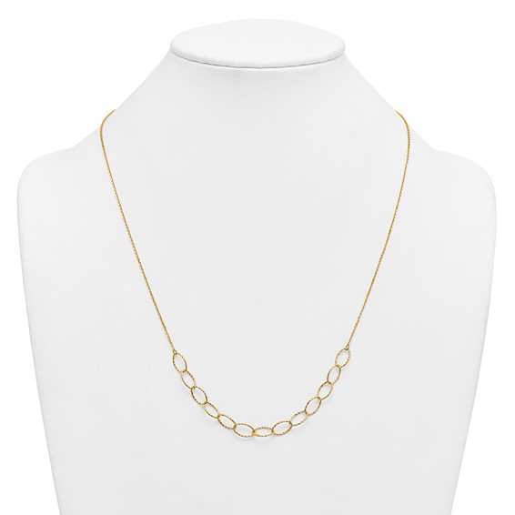 Herco 14K Polished Diamond Cut Oval Link 24 Inch Necklace