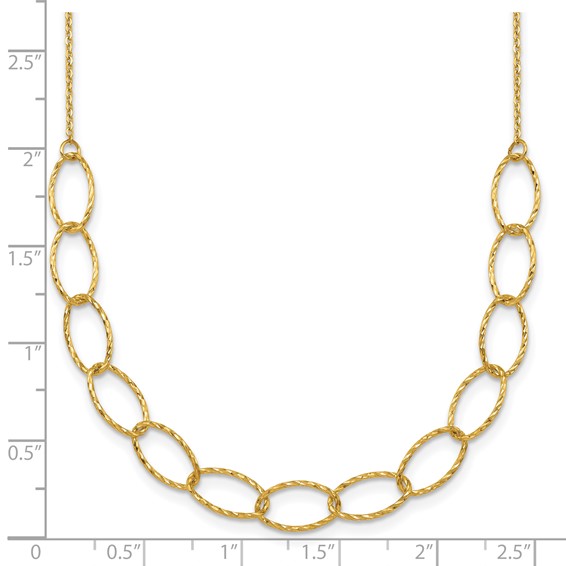 Herco 14K Polished Diamond Cut Oval Link 24 Inch Necklace