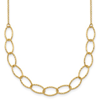 Herco 14K Polished Diamond Cut Oval Link 24 Inch Necklace