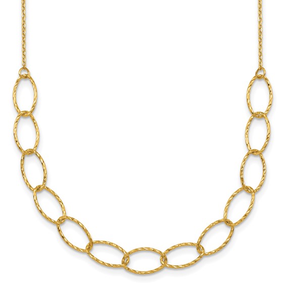 Herco 14K Polished Diamond Cut Oval Link 24 Inch Necklace