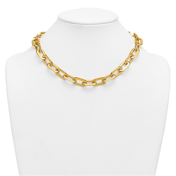 Herco 14K Polished Flat Oval Link ChaInch 18 Inch Necklace