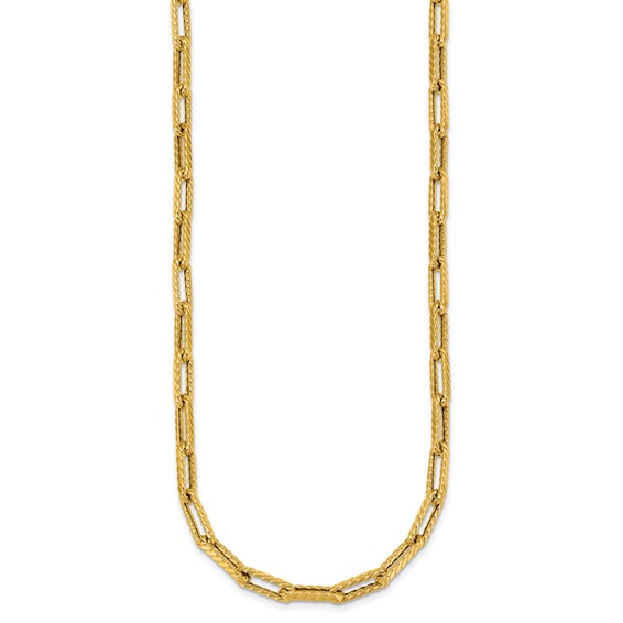 Herco 14K Polished Twist Texture Paperclip Link Chain 18.25 Inch Necklace