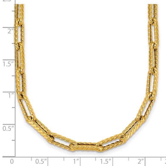 Herco 14K Polished Twist Texture Paperclip Link Chain 18.25 Inch Necklace