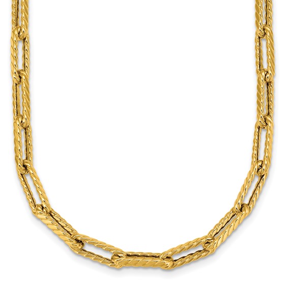 Herco 14K Polished Twist Texture Paperclip Link Chain 18.25 Inch Necklace