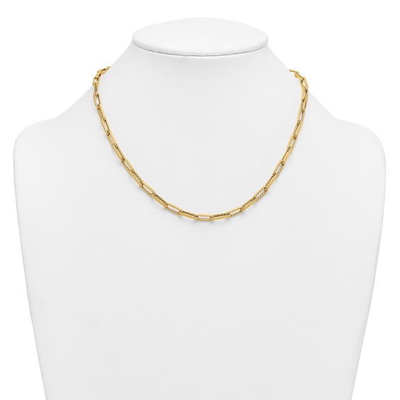 Herco 14K Polished Twist Texture Paperclip Link Chain 18.25 Inch Necklace