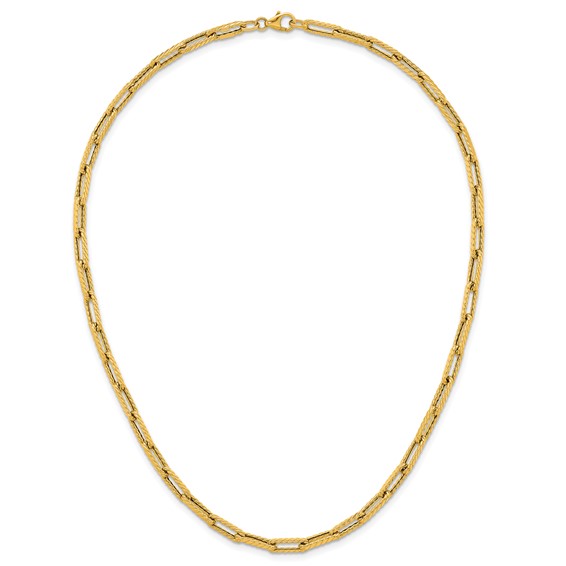 Herco 14K Polished Twist Texture Paperclip Link Chain 18.25 Inch Necklace