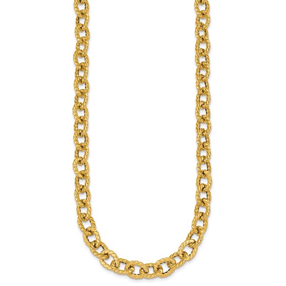 Herco 14K Polished and Twisted Circle Link Chain 18 Inch with 1 Inch Extension Necklace