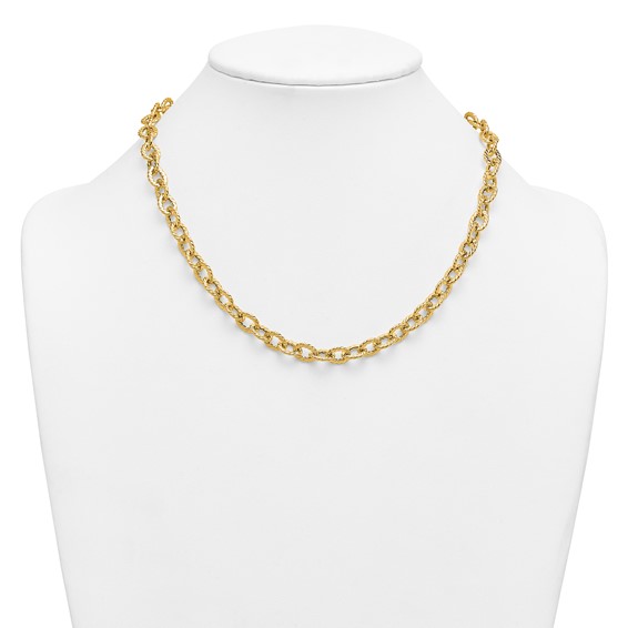 Herco 14K Polished and Twisted Circle Link Chain 18 Inch with 1 Inch Extension Necklace
