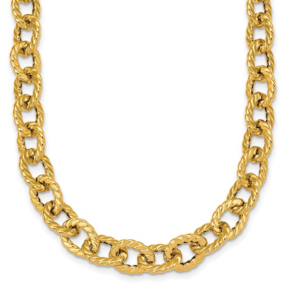 Herco 14K Polished and Twisted Circle Link Chain 18 Inch with 1 Inch Extension Necklace