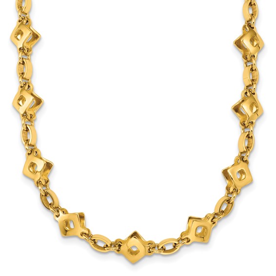 Herco 14K Polished  Mixed Link 17.5 Inch Necklace