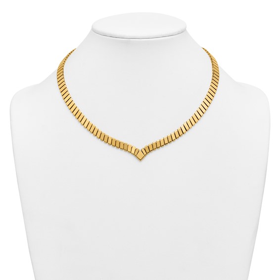 Herco 14K Polished 7.3mm Flat Bar Link 18 Inch Necklace