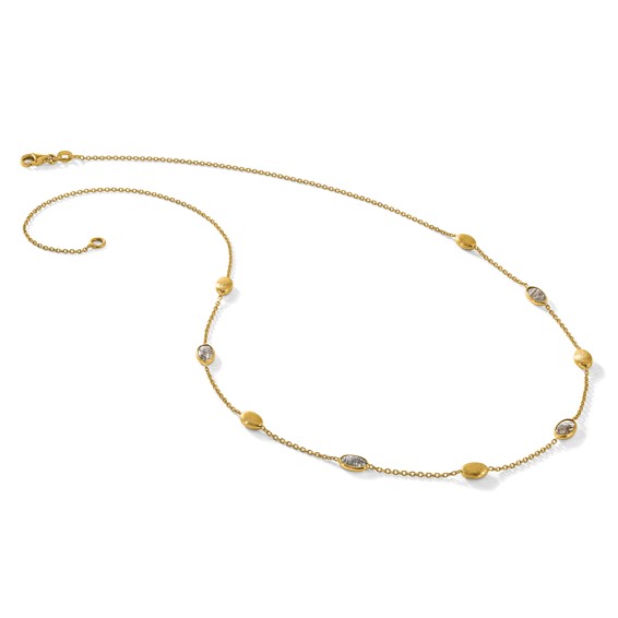 Herco 14K Brushed and Rutilated Quartz Ovals Station 18 Inch Necklace