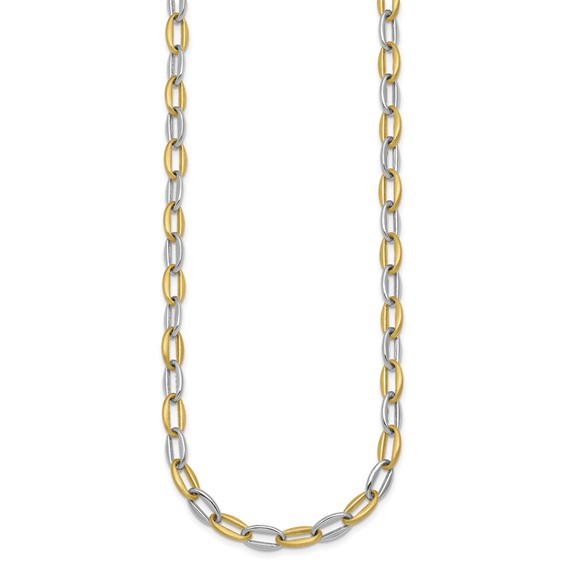 Herco 14K Two-tone Polished and Brushed Link 17.75 Inch Necklace