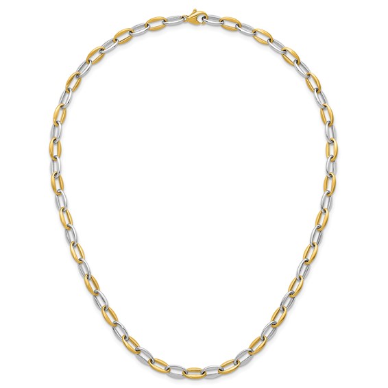 Herco 14K Two-tone Polished and Brushed Link 17.75 Inch Necklace