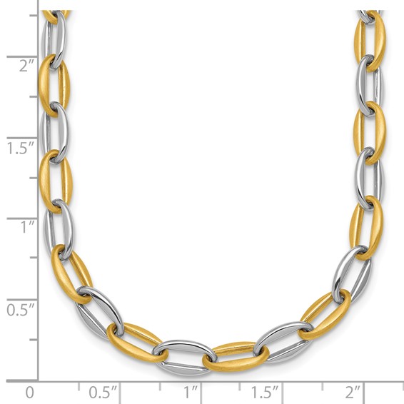 Herco 14K Two-tone Polished and Brushed Link 17.75 Inch Necklace
