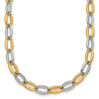 Herco 14K Two-tone Polished and Brushed Link 17.75 Inch Necklace