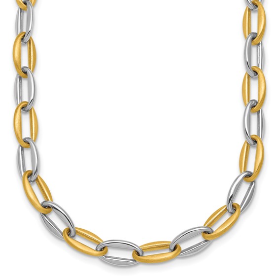 Herco 14K Two-tone Polished and Brushed Link 17.75 Inch Necklace