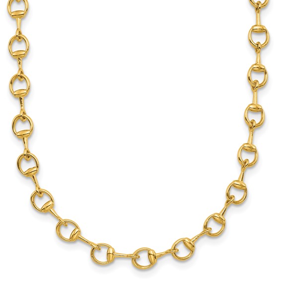 Herco 14K Polished Solid Circle Stirrup Link 18 Inch Necklace