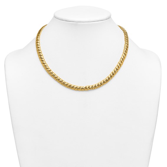 Herco 14K Polished Fancy Textured Link 18 Inch Necklace