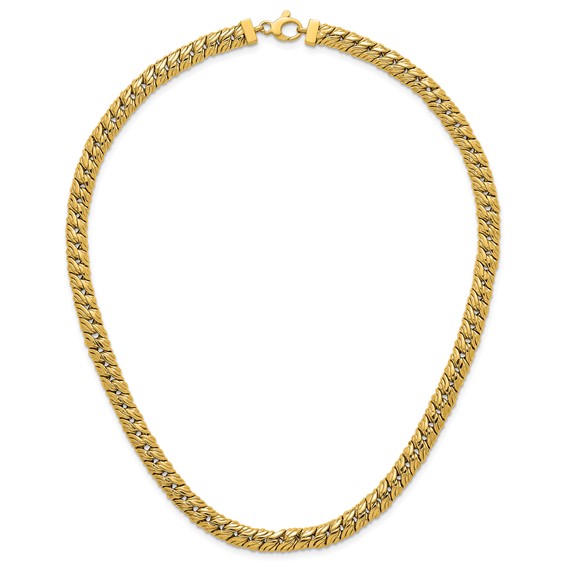 Herco 14K Polished Fancy Textured Link 18 Inch Necklace