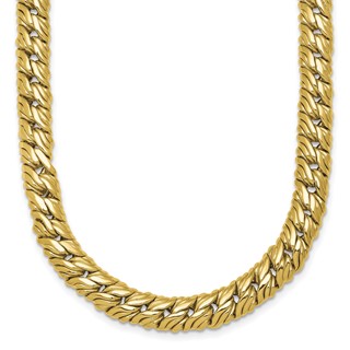 Herco 14K Polished Fancy Textured Link 18 Inch Necklace