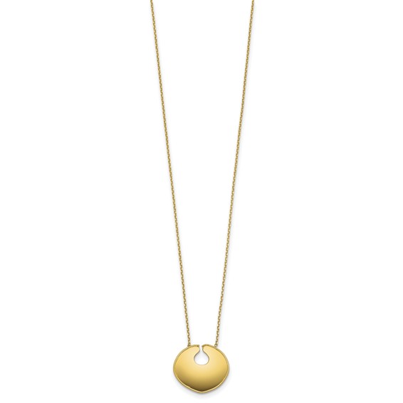 Herco 14K Polished Solid Disc Pendant 18 Inch Cable Necklace