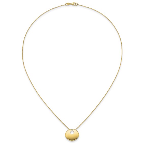 Herco 14K Polished Solid Disc Pendant 18 Inch Cable Necklace