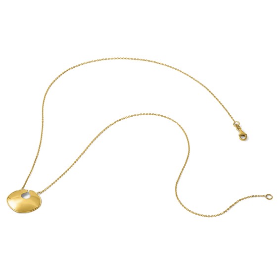 Herco 14K Polished Solid Disc Pendant 18 Inch Cable Necklace