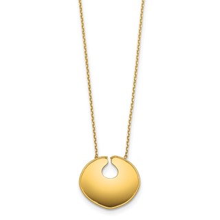 Herco 14K Polished Solid Disc Pendant 18 Inch Cable Necklace