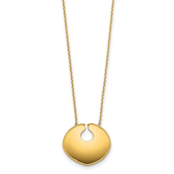 Herco 14K Polished Solid Disc Pendant 18 Inch Cable Necklace