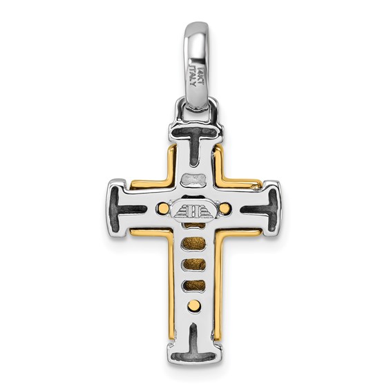 Herco 14K Two-tone Polished with Satin Ends Latin Cross Pendant